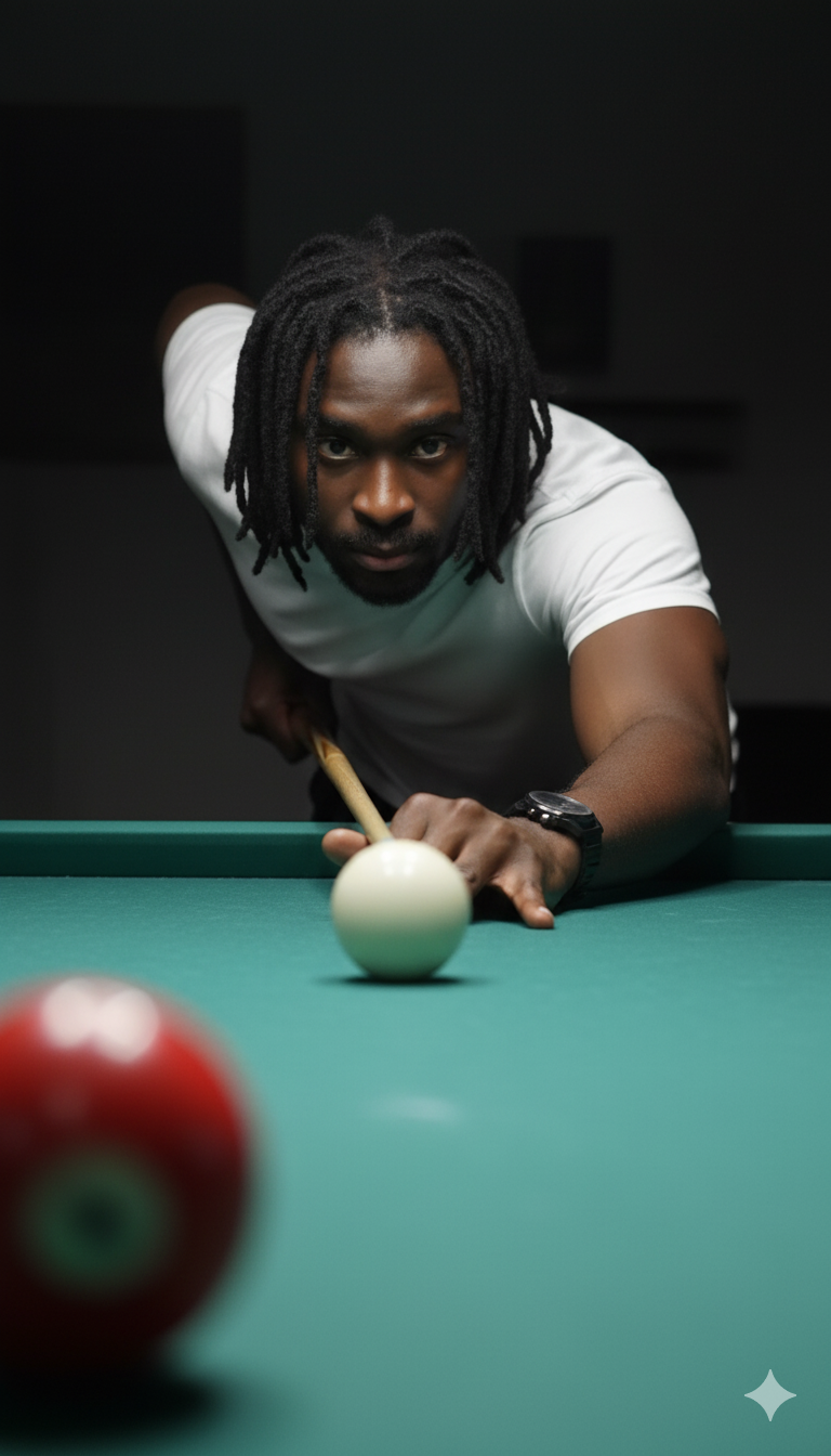 Kwame Richman learning to play snooker